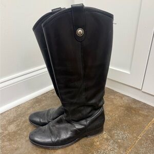 Frye Riding Boots Women’s 8B Melissa Black Leather Knee High Pull On